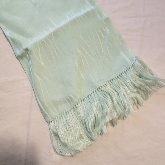 Vintage Mint Green Scarf with Fringe Edge 48 Inch Rectagular - Picture 4 of 6